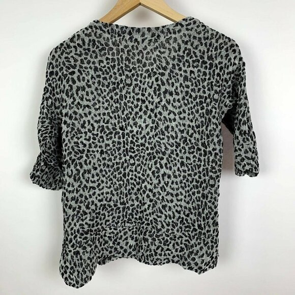 Stella Moda Animal Print Linen Shirt Short Sleeve - Picture 2 of 8